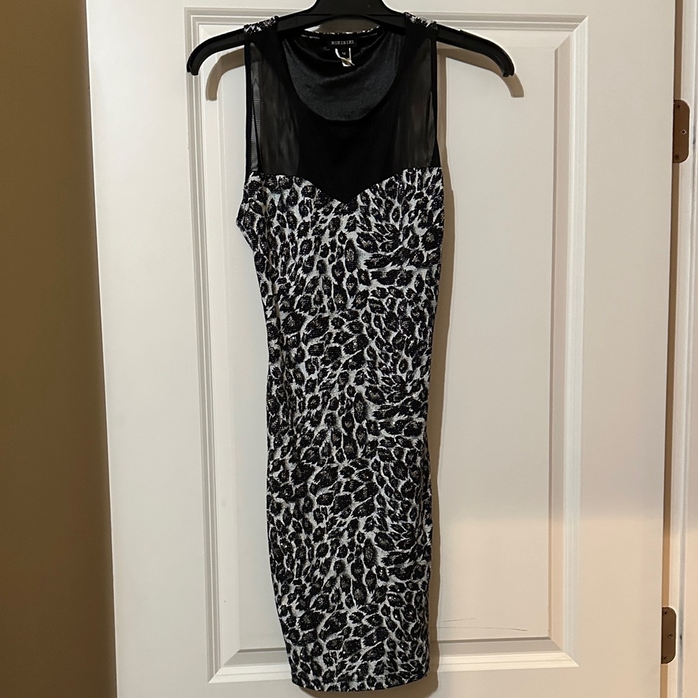 Nikibiki Black and White Animal Print Mini Dress
